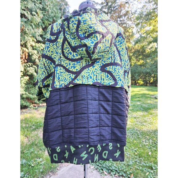 Black Lime Green Blue Quilted hoodie Jacket Plus Size - Picture 6 of 7